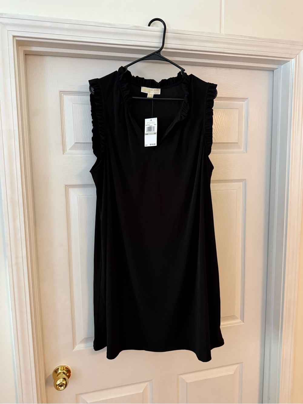 MICHAEL Michael Kors Black Ruffle-Trim Midi Dress